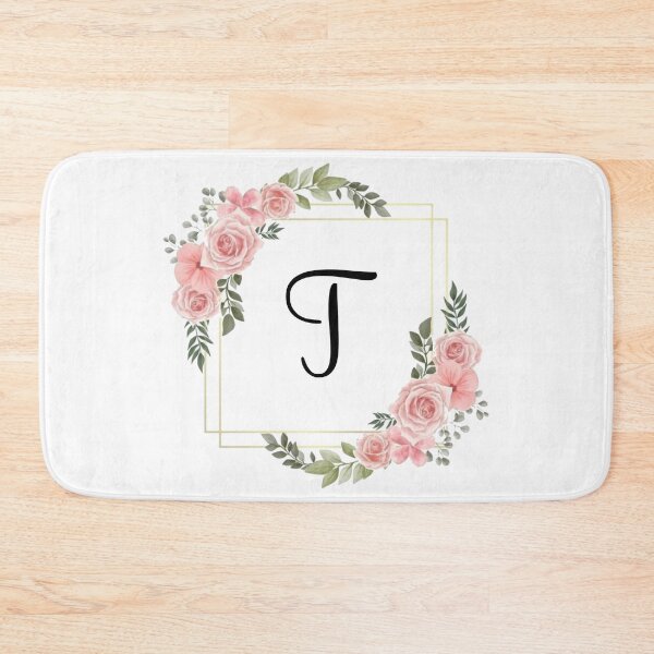 Item preview, Monogram Letter T | Pink Floral Design with Gold Edges designed and sold by JustSeasons.
