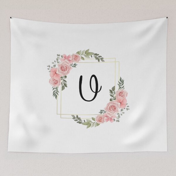 Item preview, Monogram Letter U | Pink Floral Design with Gold Edges designed and sold by JustSeasons.