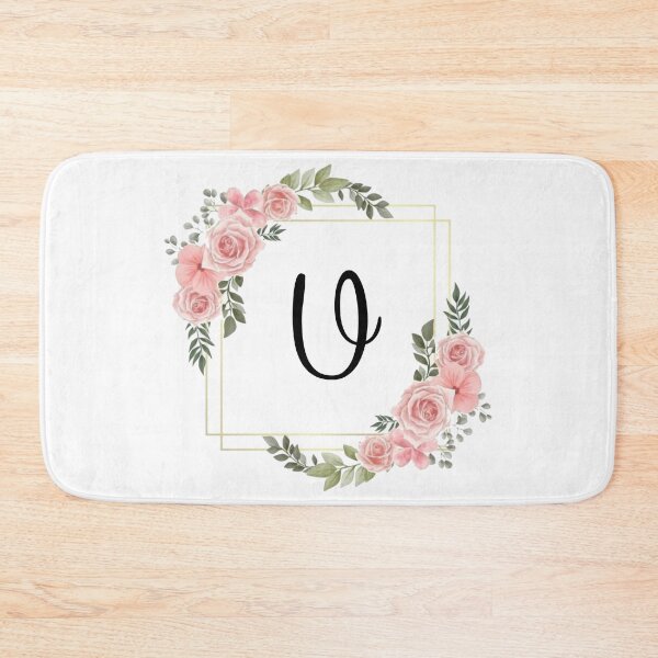 Item preview, Monogram Letter U | Pink Floral Design with Gold Edges designed and sold by JustSeasons.