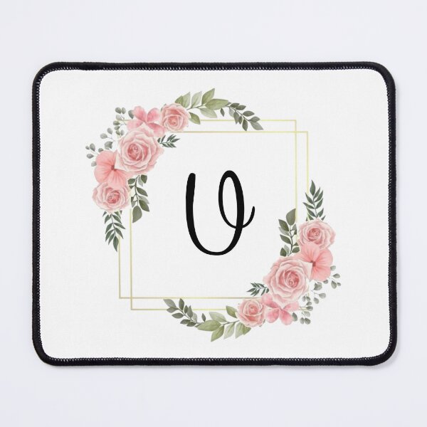 Item preview, Monogram Letter U | Pink Floral Design with Gold Edges designed and sold by JustSeasons.