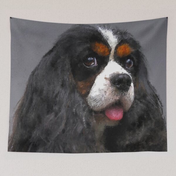 Item preview, Cute Tri Color Cavalier King Charles Spaniel Puppy Oil Paint, Cavalier King Charles Spaniel Tri-Color, King Charles Cavalier Spaniel, Funny Gift Idea For Dog Lovers designed and sold by Paintcorner.