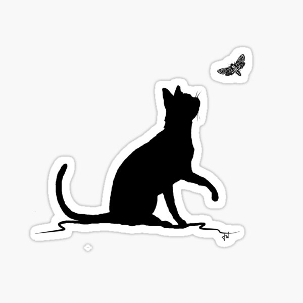 Black Cat and Moth Sticker