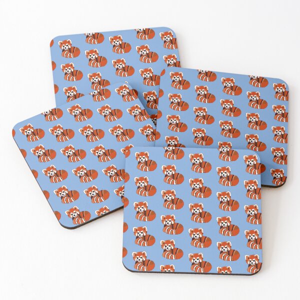 Item preview, Red panda print on blue designed and sold by LittleBettyMakes.