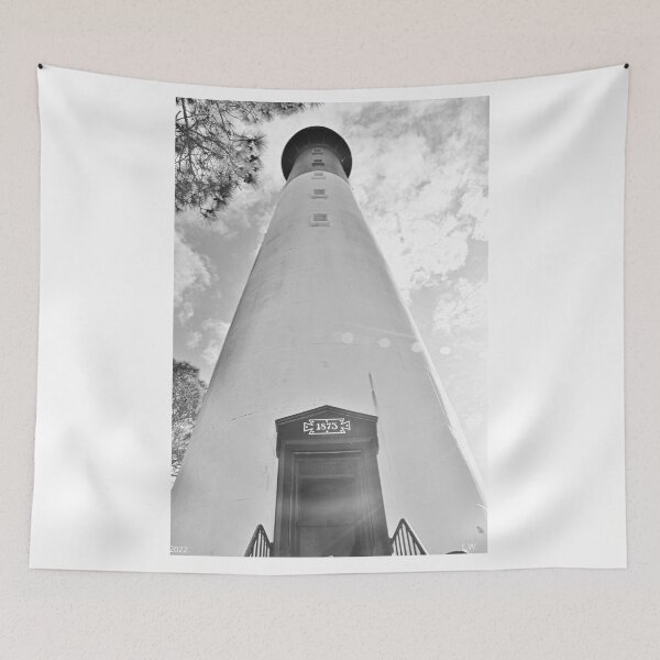 Item preview, Looking Up Hunting Island Lighthouse Black And White designed and sold by LisaWootenPhoto.