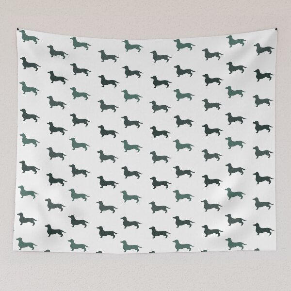 Item preview, Green Sausage dog pattern designed and sold by Jessica Deighton.