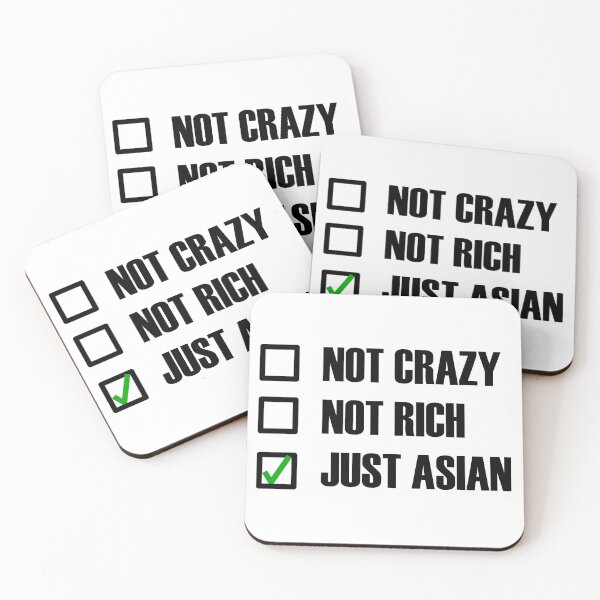 Aperçu de l'œuvre Not Crazy Not Rich Just Asian - Funny Essentials: Not Crazy Not Rich Just Asian Green cochez la case - Conception de typographie noire élégante créée et vendue par Deegital18.