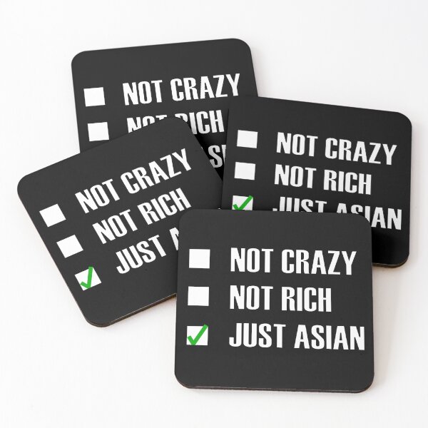 Aperçu de l'œuvre Not Crazy Not Rich Just Asian - Funny Essentials: Not Crazy Not Rich Just Asian Cochez la case verte - Conception de typographie noire élégante (mode sombre) créée et vendue par Deegital18.