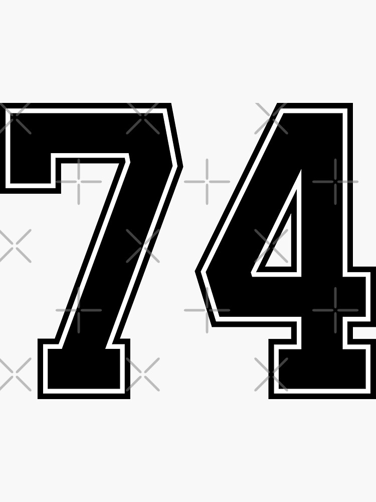 Black Number 74 lucky sports jersey seventy four Sticker for Sale by  HeavyStyle | Redbubble