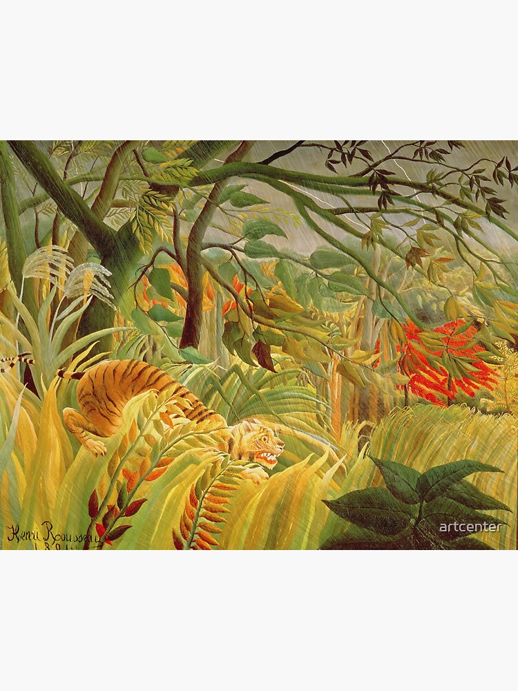 "Henri Rousseau Tiger In A Tropical Storm (Surprised)" Sticker by artcenter Redbubble