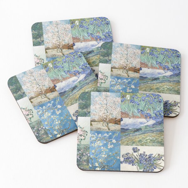 Item preview, Van Gogh Floral Collage - Blossoming Trees, Roses, Irises, Olive Trees in soft spring colors designed and sold by Fibracreativa.