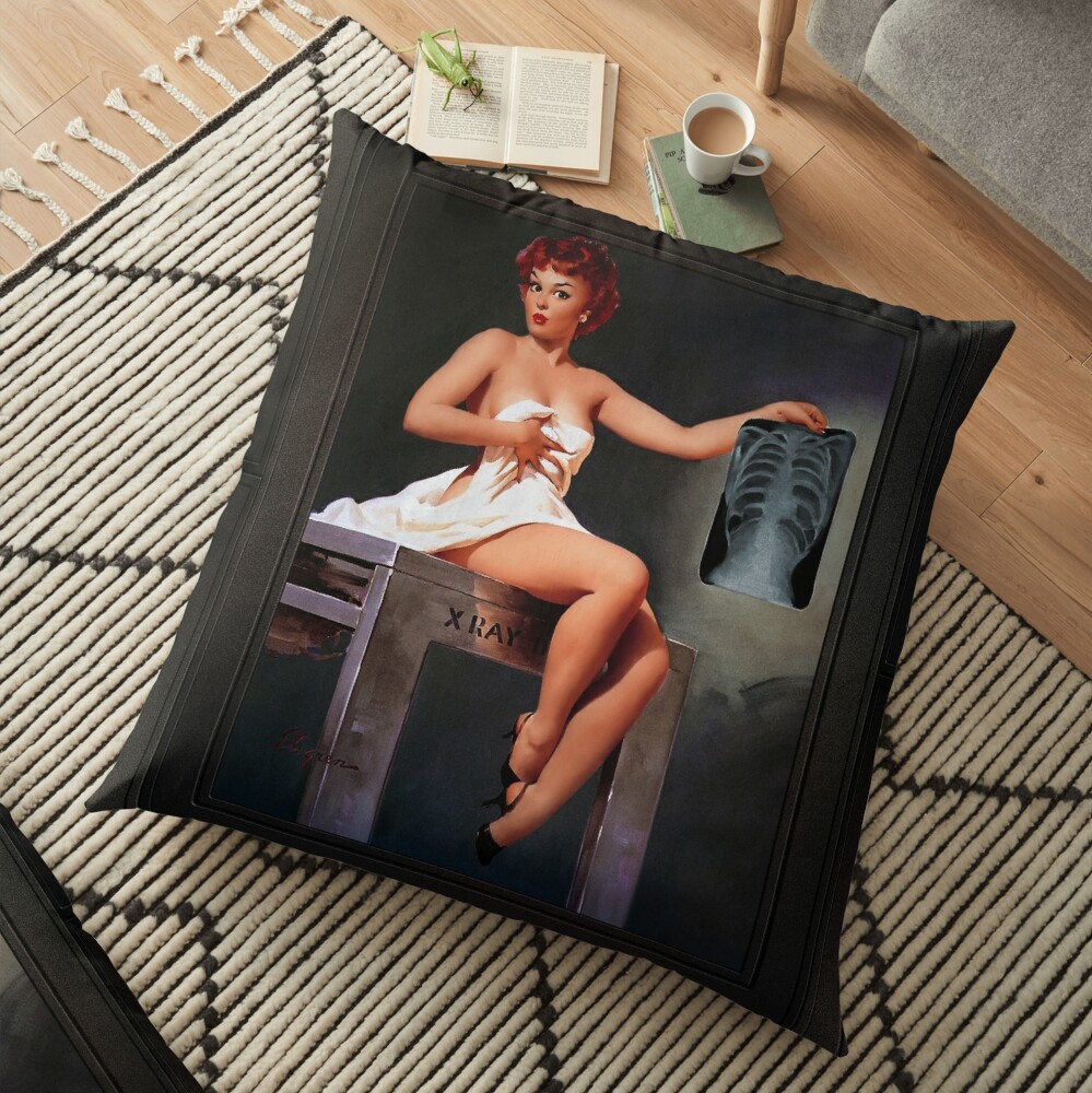 The Inside Story by Gil Elvgren Remastered Vintage Art Xzendor7 Reproductions Floor Pillow