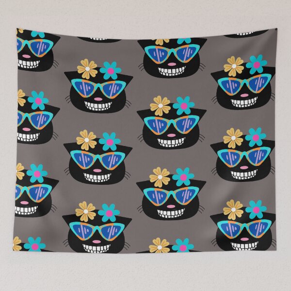 Item preview, Naughty kitty face with glasses and flowers. Sweet kitty. designed and sold by EMIPRINCESS.