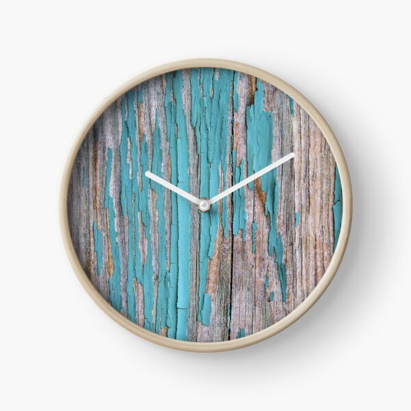 Shabby rustic weathered wood turquoise Clock