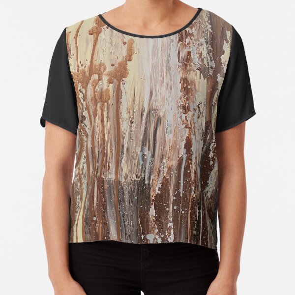 Abstrakt mit Tropfen in Brauntönen Chiffon Top