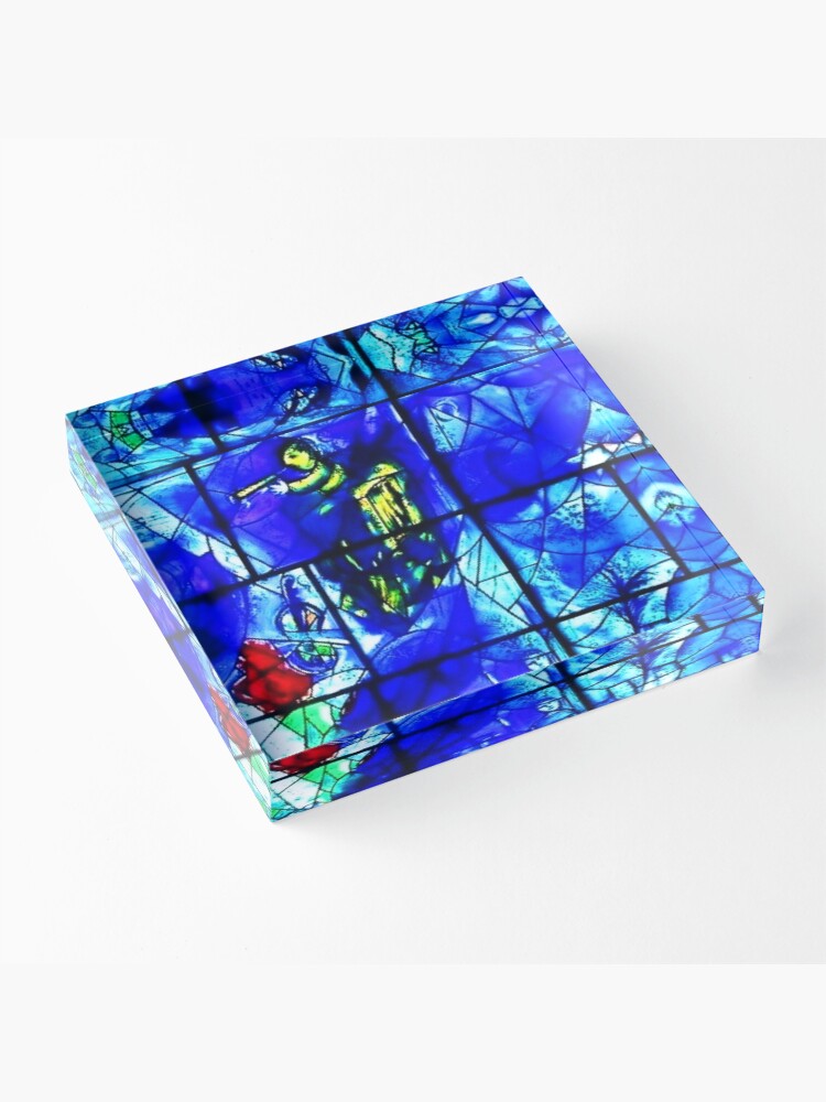 Alternate view of America Windows by Marc Chagall and Charles Marq stained glass windwow for Chicago. Acrylic Block