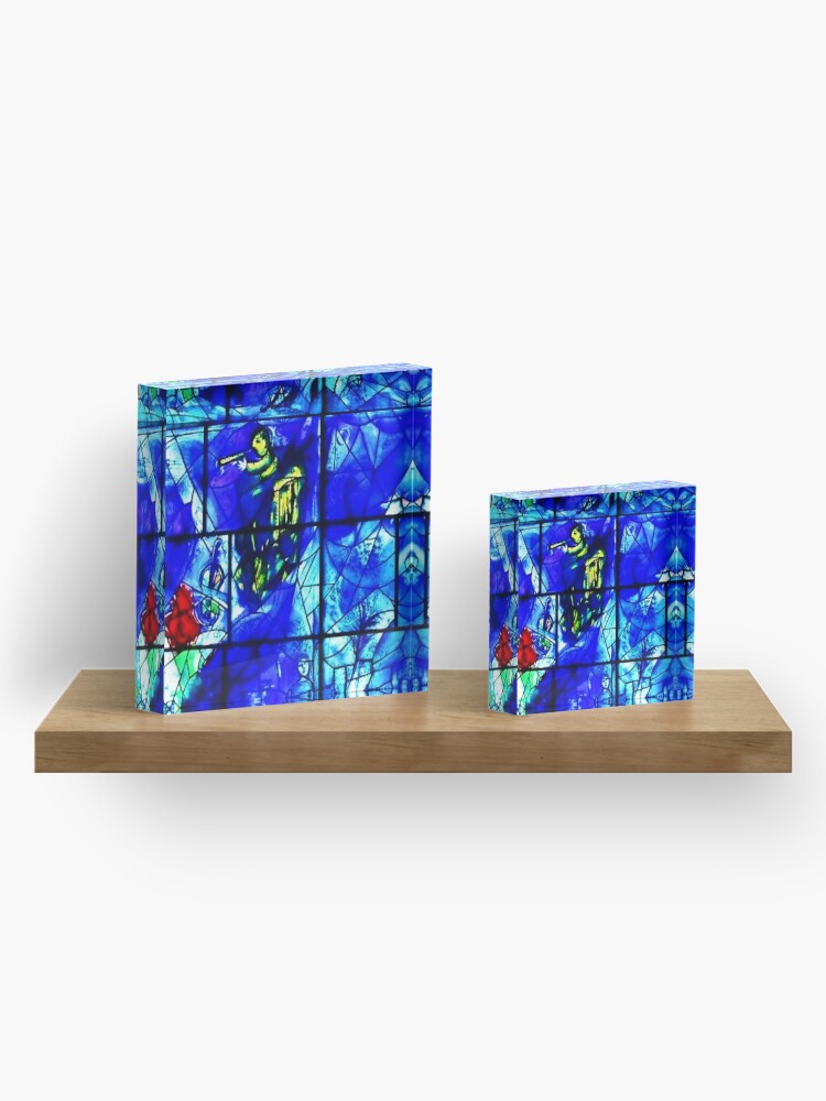 Alternate view of America Windows by Marc Chagall and Charles Marq stained glass windwow for Chicago.  Acrylic Block