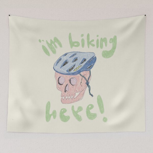 Item preview, I'm biking here skull with bike helmet designed and sold by homesickcowboi.