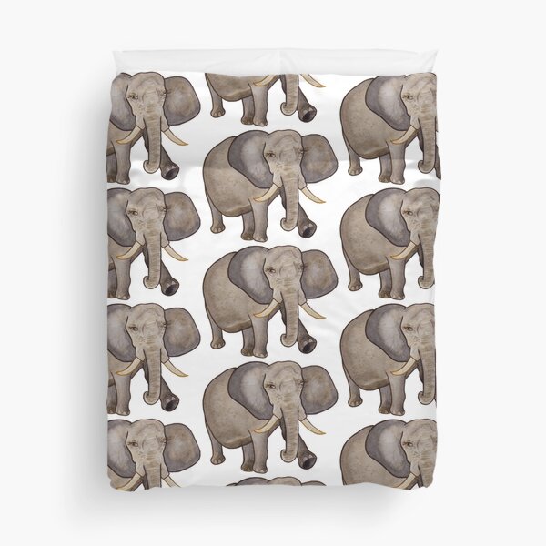 Elephant in watercolour & coloured pencil Duvet Cover