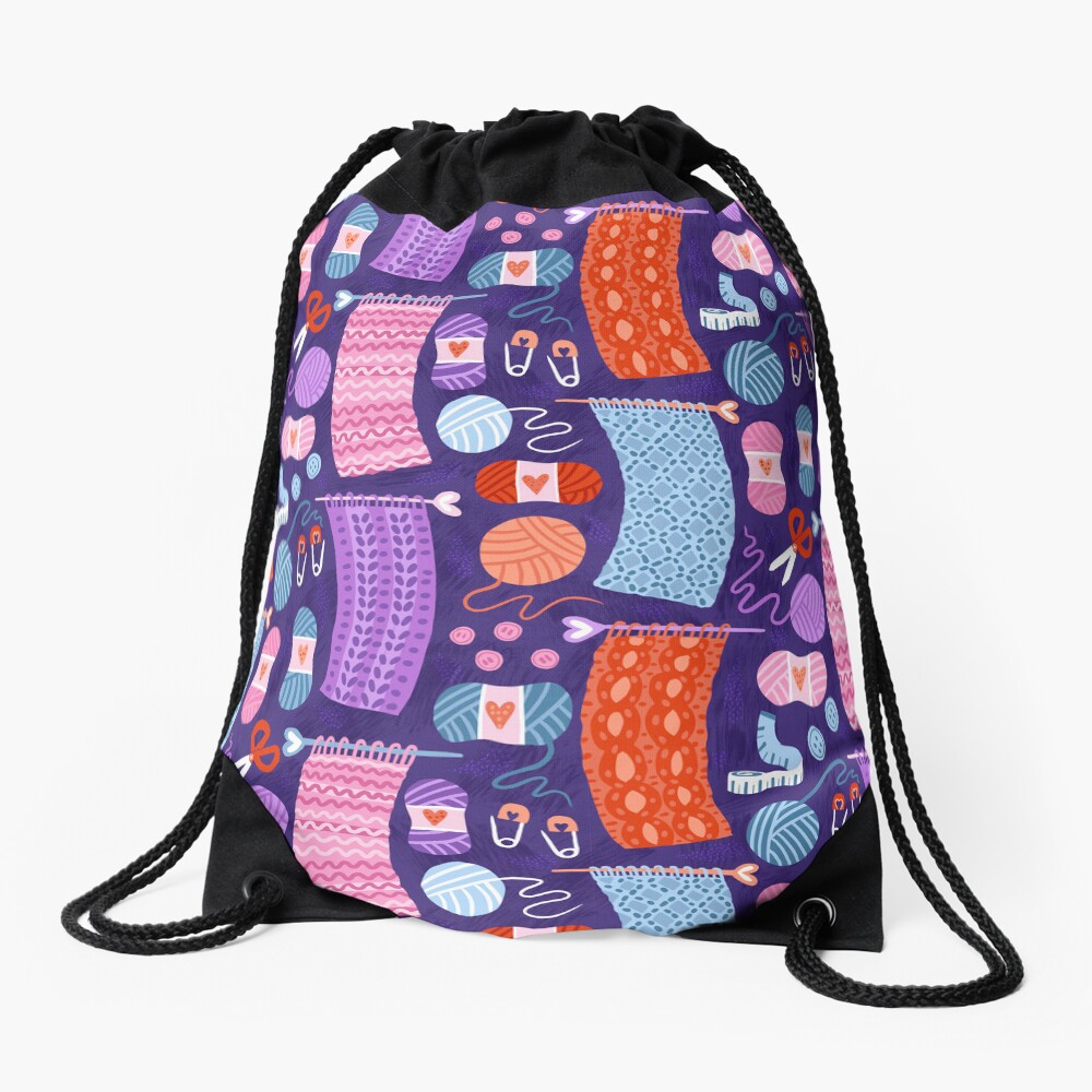 Let's Knit Drawstring Bag