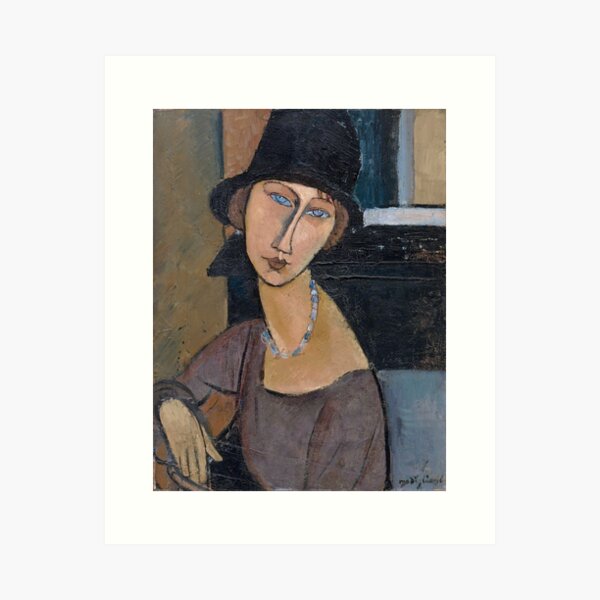Aperçu de l'œuvre Jeanne Hebuterne With Hat And Necklace By Amedeo Modigliani - Vintage Art créée et vendue par RickE.