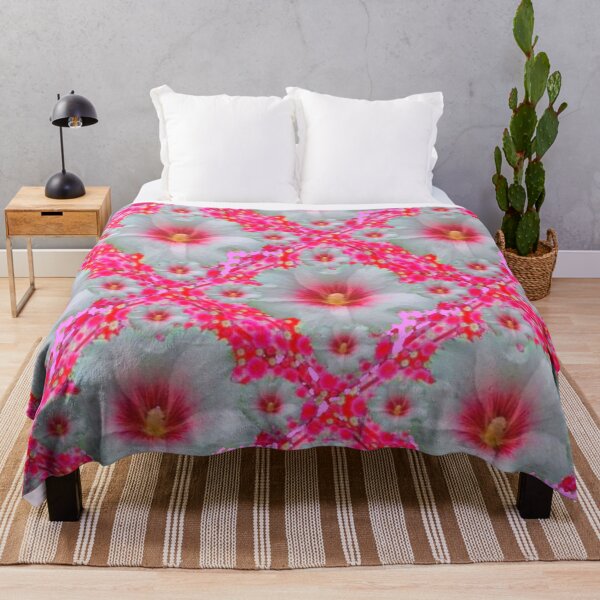 Item preview, WHITE HOLLYHOCKS FLORAL PATTERNS PINK ART designed and sold by sharlesart.
