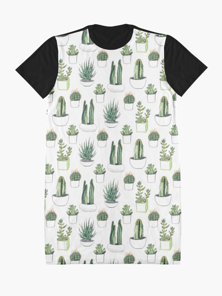 Alternate view of Watercolour cacti & succulents Graphic T-Shirt Dress