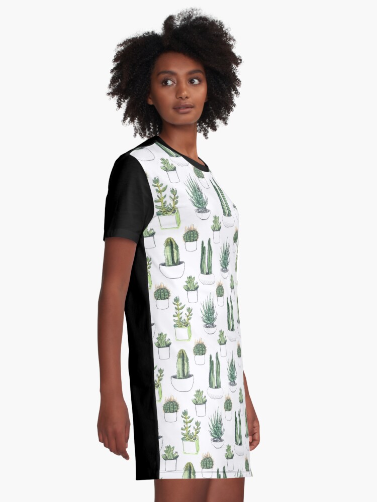 Alternate view of Watercolour cacti & succulents Graphic T-Shirt Dress