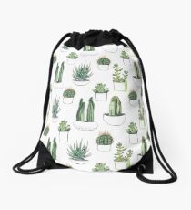 Watercolour cacti & succulents Drawstring Bag