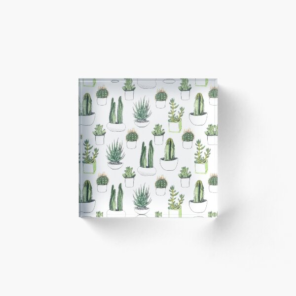 Watercolour cacti & succulents Acrylic Block