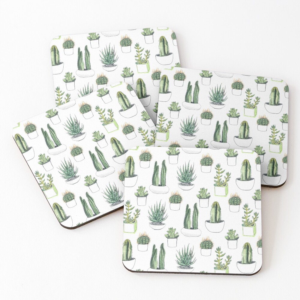 Watercolour cacti & succulents Coasters (Set of 4)