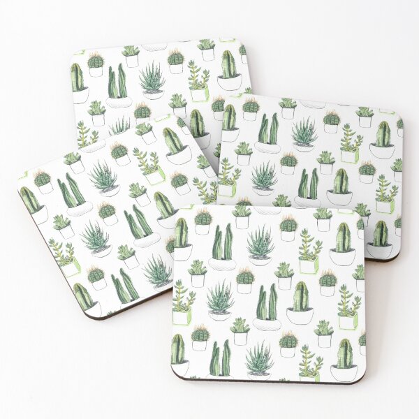 Watercolour cacti & succulents Coasters (Set of 4)