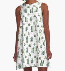 Watercolour cacti & succulents A-Line Dress