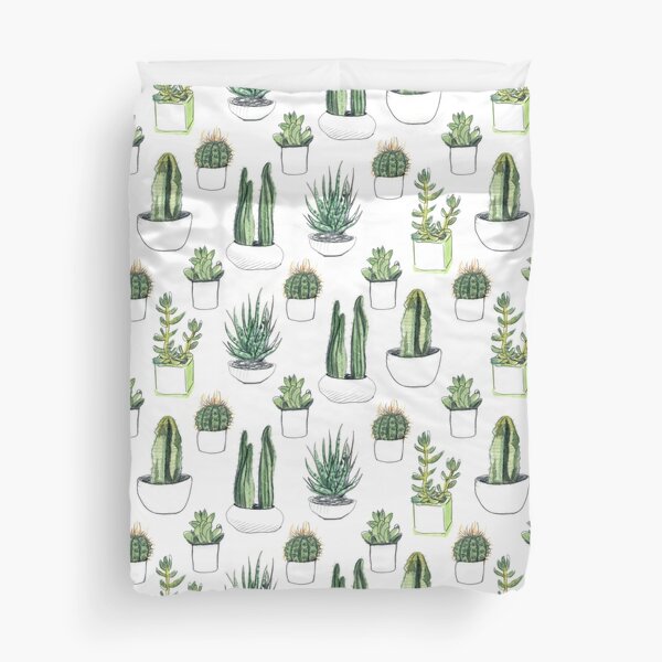 Watercolour cacti & succulents Duvet Cover