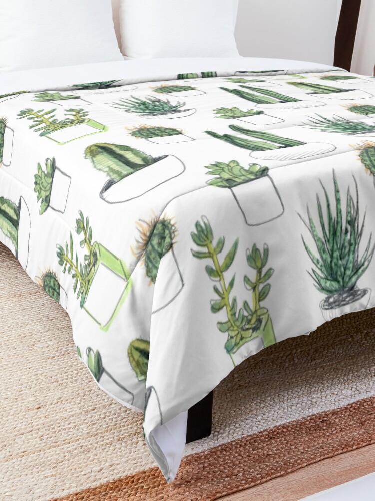 Alternate view of Watercolour cacti & succulents Comforter
