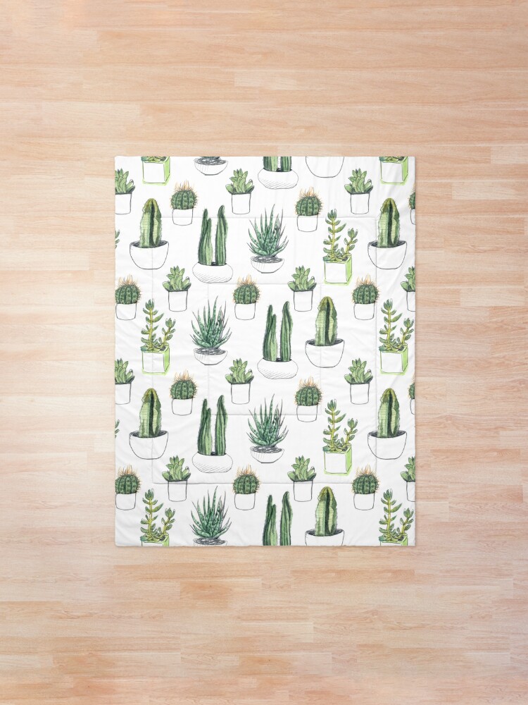 Alternate view of Watercolour cacti & succulents Comforter