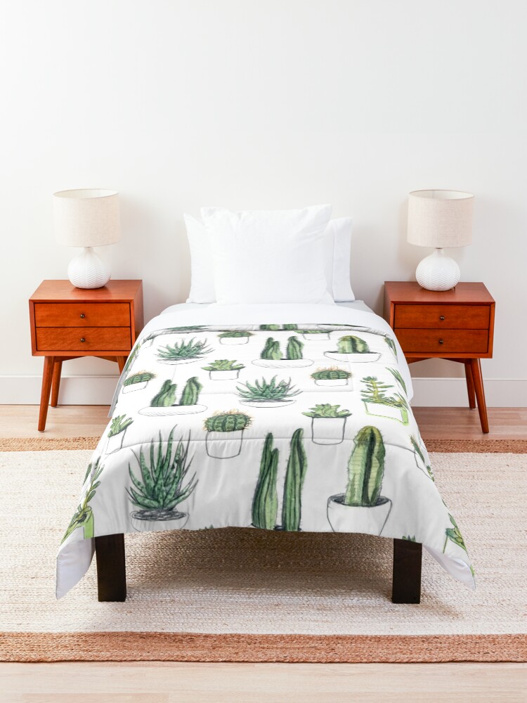 Alternate view of Watercolour cacti & succulents Comforter