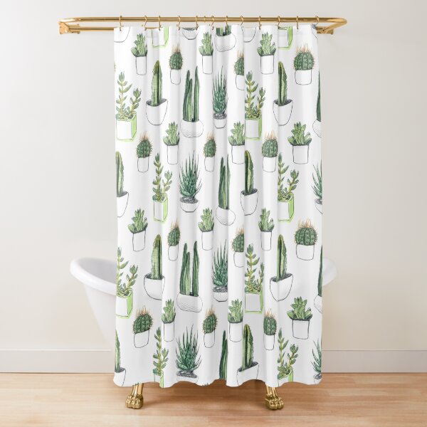 Watercolour cacti & succulents Shower Curtain