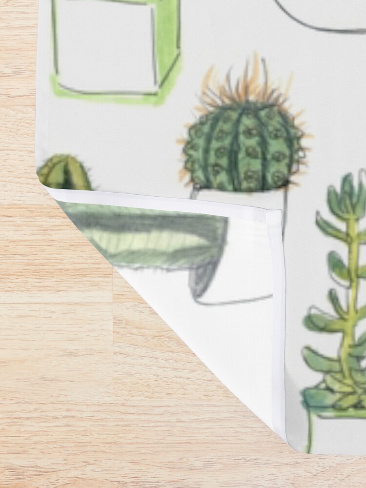 Alternate view of Watercolour cacti & succulents Shower Curtain