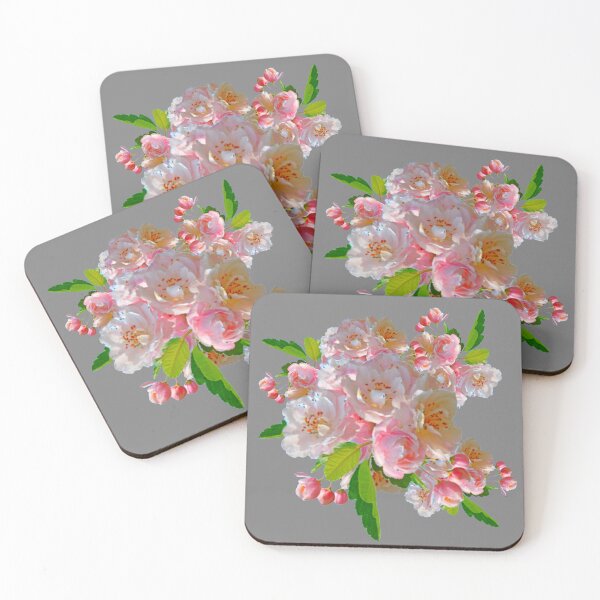 Item preview, PINK FLOWER BLOSSOMS ABSTRACT PATTERN ON GREY ART   designed and sold by sharlesart.