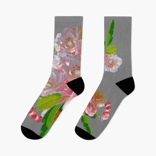 Item preview, PINK FLOWER BLOSSOMS ABSTRACT PATTERN ON GREY ART   designed and sold by sharlesart.