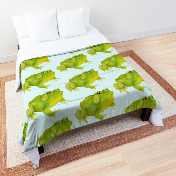 Frog in watercolour & coloured pencil Comforter