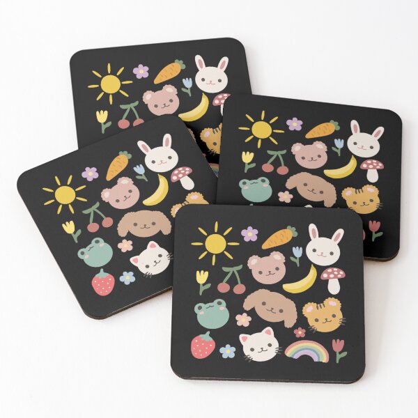Item preview, Cute cartoon children hand draw illustration set with cat dog rabbit frog bear, flowers, sun and fru designed and sold by acghouse1.