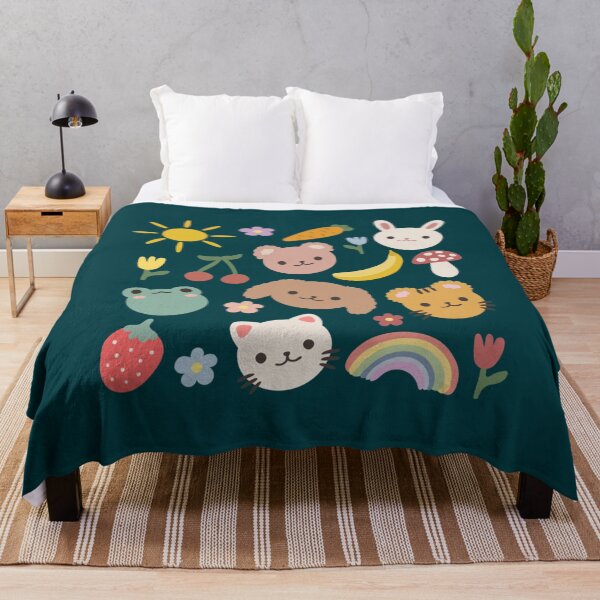 Item preview, Cute cartoon children hand draw illustration set with cat dog rabbit frog bear, flowers, sun and fru designed and sold by acghouse1.