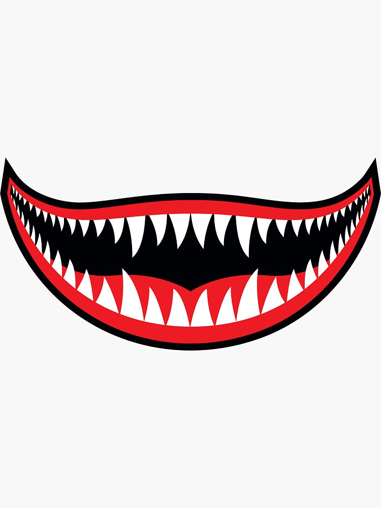 Ww2 Flying Tigers Shark Teeth Nose Art Smiling Version Sticker For