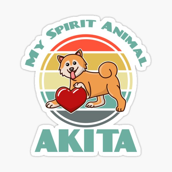 " Akita Inu My Spirit Animal Dog puppy Lover Cute Sunser Retro" Sticker