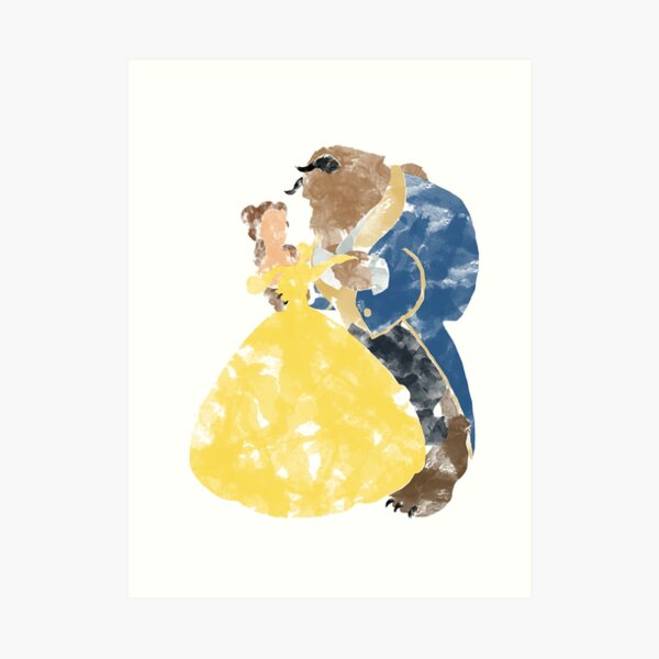 Watercolour Grunge of Beauty and The Beast (with transparency) Art Print