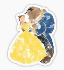 Watercolour Grunge of Beauty and The Beast (with transparency) Sticker