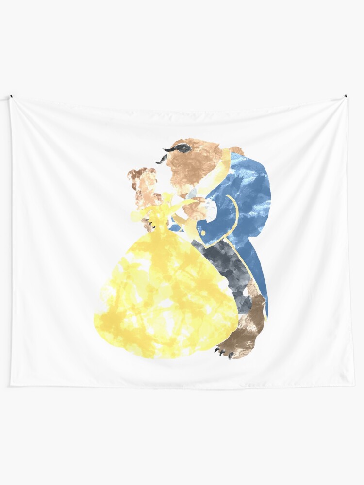 Alternate view of Watercolour Grunge of Beauty and The Beast (with transparency) Tapestry