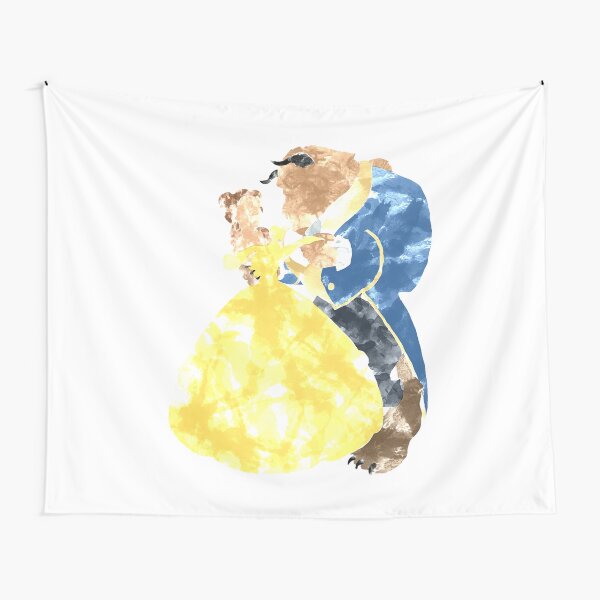 Watercolour Grunge of Beauty and The Beast (with transparency) Tapestry