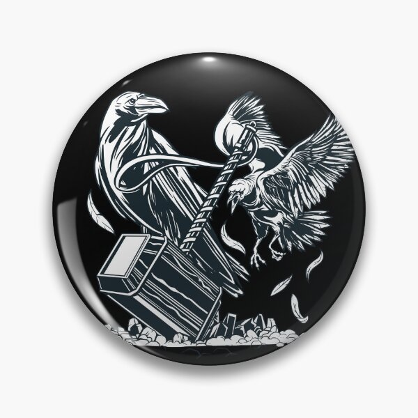 Item preview, Hugin and Munin Odin's ravens with Mjolnir designed and sold by Midgardr.